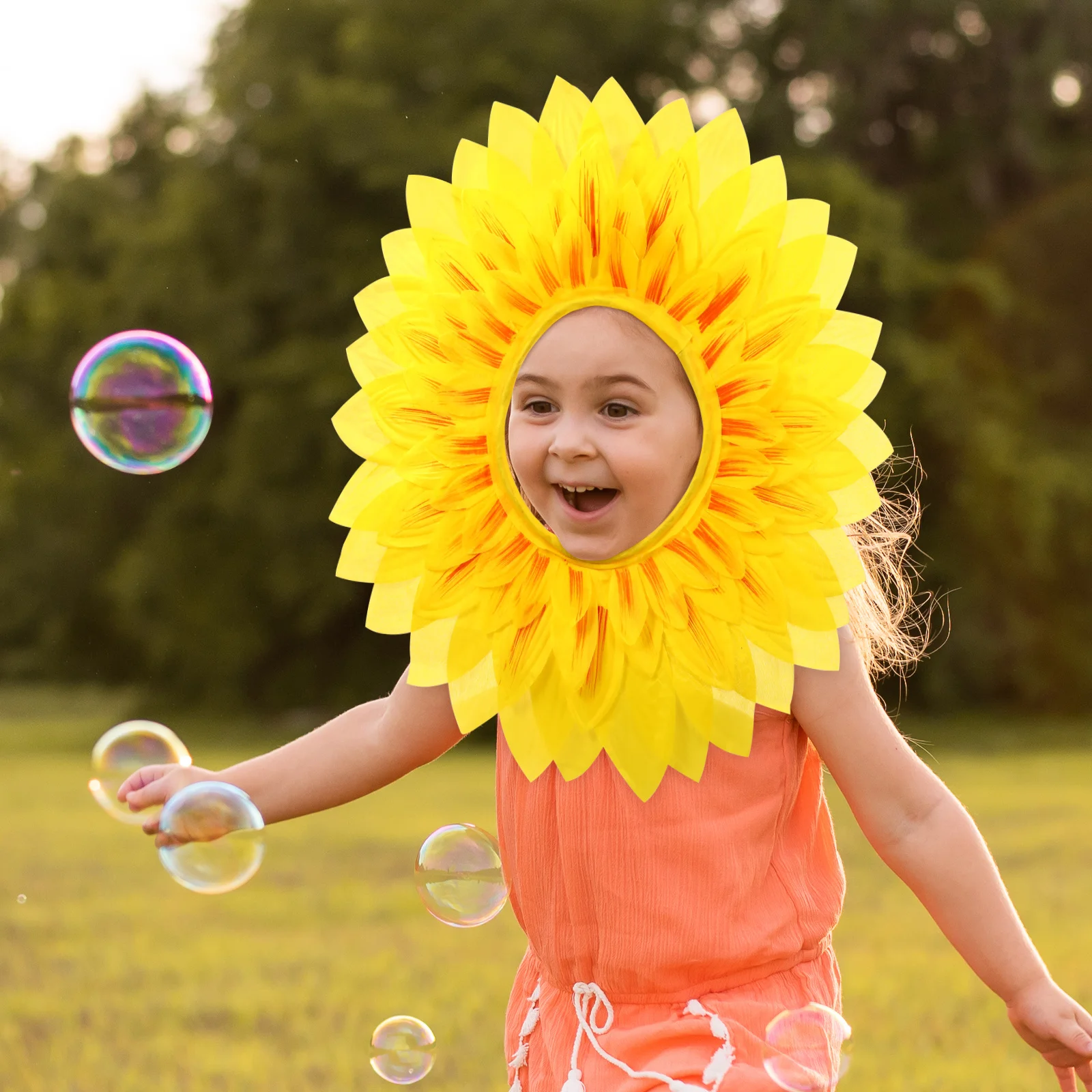 

Sunflower Headgear Dress Sports Sunflower Face Cover Games Props Decor Accessory Party Hat Novelty Design Joy Mood Feeling