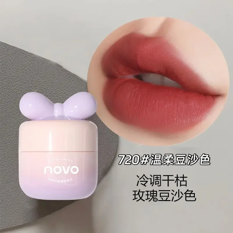 NOVO Jar Lip Mud Long Lasting Non-Stick Velvet Matte Nude Matte ลิปสติกน่ารักความงาม Lip GLOSS แต่งหน้า Maquillajes Para Mujer