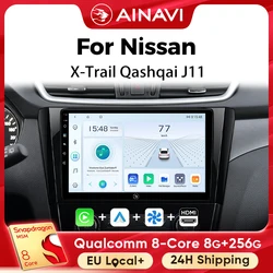 Ainavi Car Multimedia Player For Nissan X-Trail 3 T32 Qashqai J11 2 2014 2016 2018 2020 radio wireless Carplay Android Auto 2din
