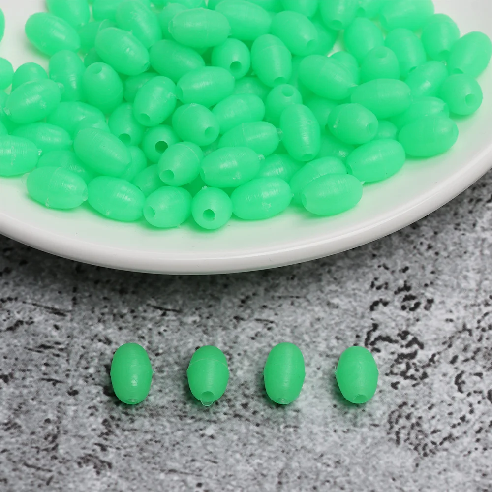 10 ~ 500 Stück Angeln Glow Stopper Perlen 4x6mm/6x8mm/8x12mm Fluoreszierende weiche Perlen Glow-in-the-Dark Spacer Perlen für künstliche Köder – Detail 4