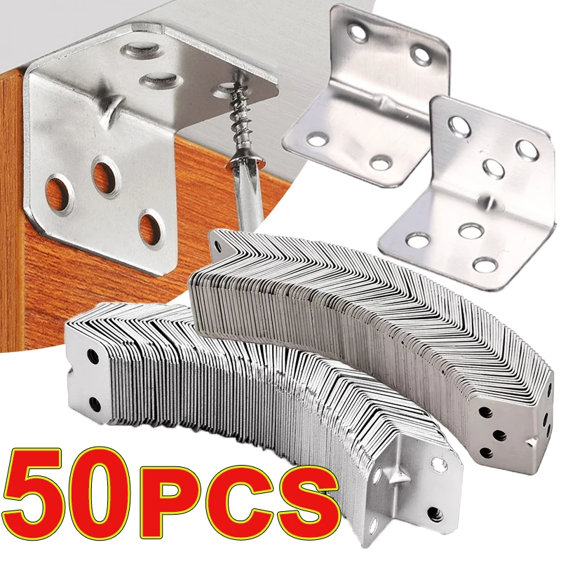 90 Degree Angle Corner Brackets Stainless Steel L Shaped Corner Braces Fastener Angle Bracket for Wood Cabinet Furniture Shelf