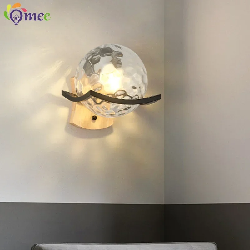 

OMEE Modern Unique Novelty Wall Lamps Glass Ball Lampshade Wall Light For LED Indoor Home Bedroom Bedside Lamp Lighting AC220V