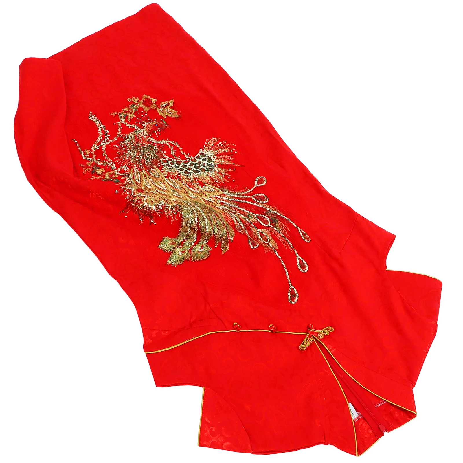 

Sparkly Qipao Dress Women'S Chinese Wedding Cheongsam Red Short Sleeve High Waist Elegant Formal Gown Xxl Size