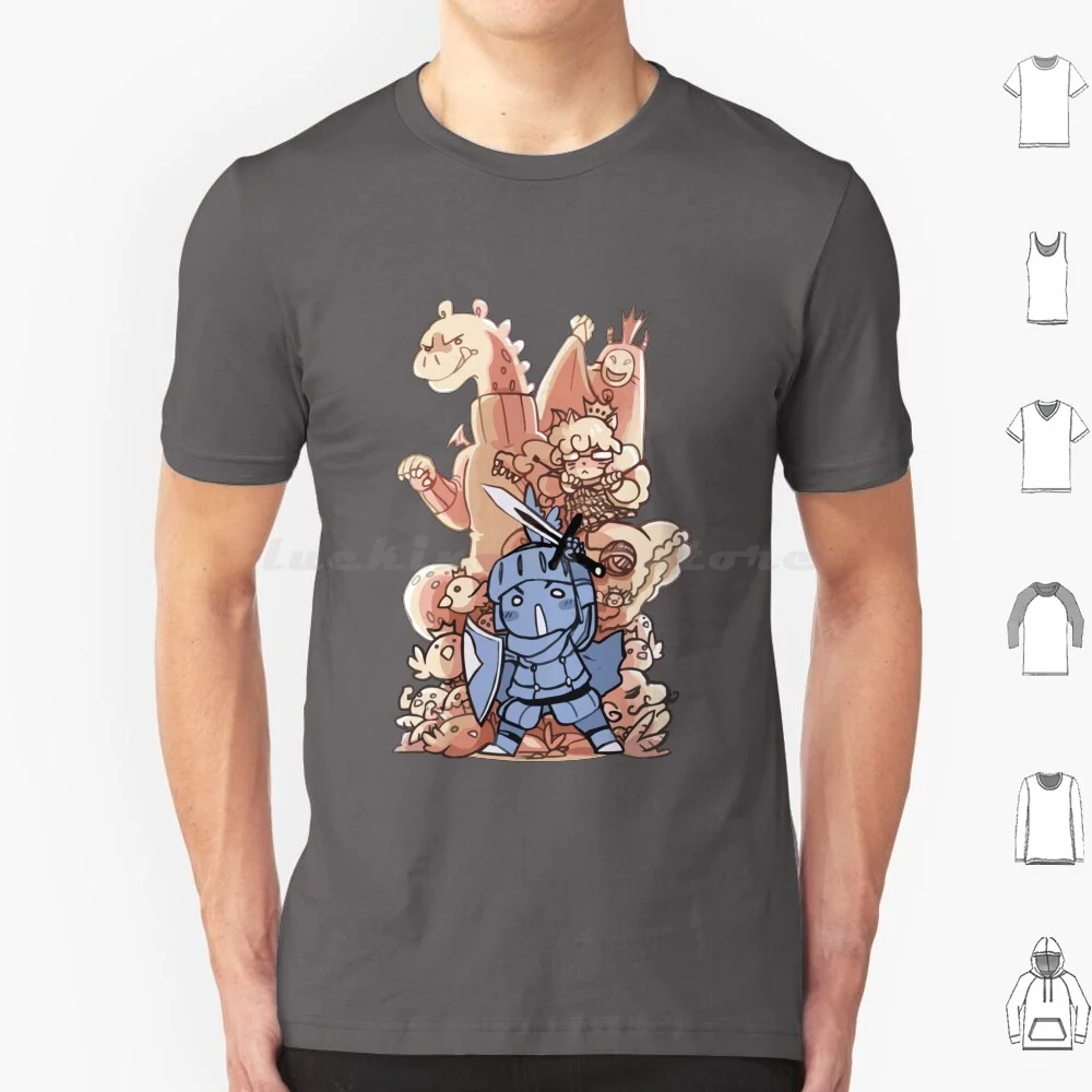 Sir Knight And His Chickens T Shirt Big Size 100% Cotton Knight Child Childish Cute Adorable Princess Dragon Chickens Sorcerer