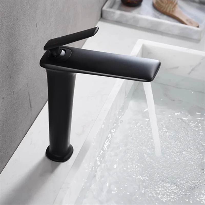 

black basin faucets gun gray brass sink mixer hot & cold bathroom tap single handle deck mounted chrome lavatory crane vessel