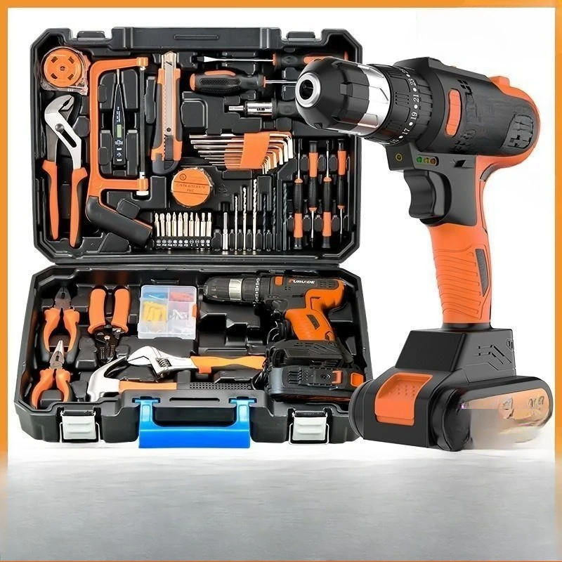

electric drill, manual tool set, special maintenance for hardware electricians, multi-functional toolbox woodworking