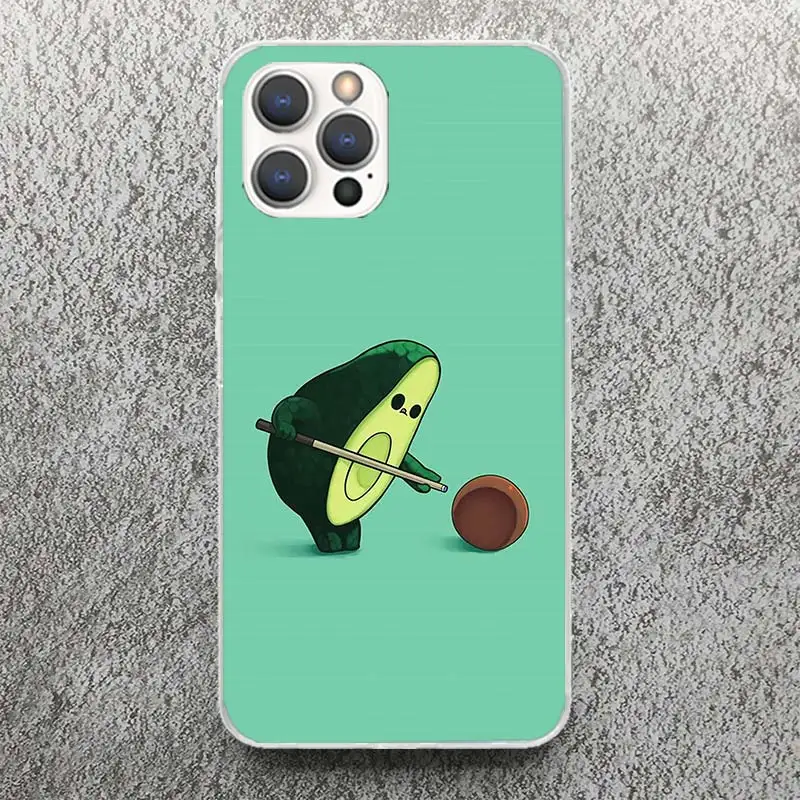 Cartoon Fruit Avocado Print Soft Case for iPhone 16 15 14 13 12 11 Pro Max Art Phone Shell XS XR X SE 7 Plus 8 Pattern Cover for