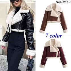 Winter Women Jacket Coats Faux Shearling Sheepskin Coat Retro Motorcycle Jacket Woman Jackets Outerwear Tops