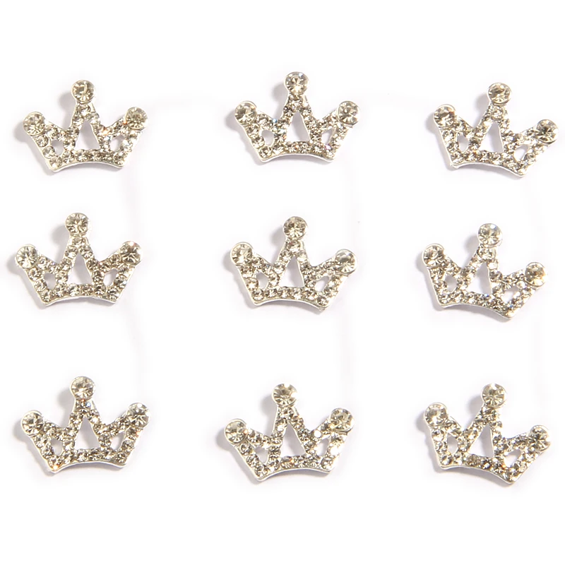 10 sztuk 13*18mm srebrna kryształowa korona Rhinestone guziki Flatback na zaproszenie ślubne dekoracja stop diamentowa biżuteria Craft