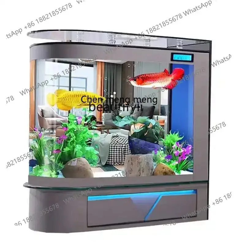 R cc182l Fish Tank Screen Living Room Partition Light Luxury Wind Large Change Water Floor Lazy Fish Globe