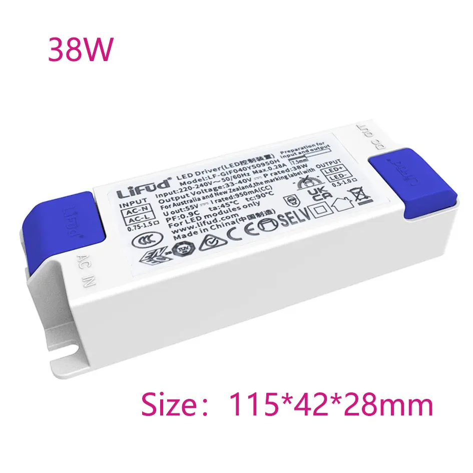 LiFud LED Driver 8W-60W LED Transformer Input DC25-42V/33-40V Convetor Transformer Output 350mA 600mA 900mA 1200mA 1400mA 1500mA