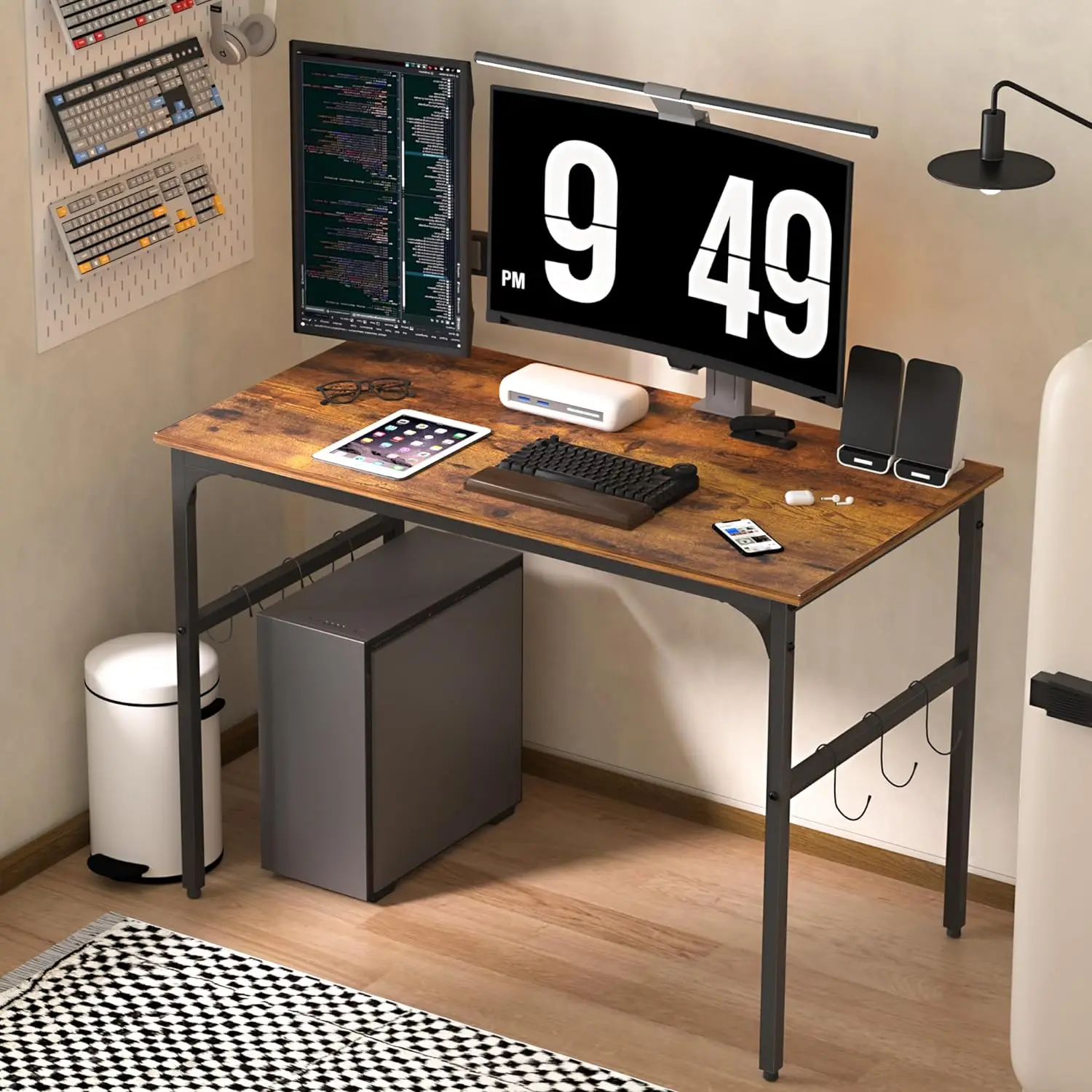 

Water Proof Writing Work Adjustable Feet Computer Desk for Small Space/Home Office/Dormitory, 43 Inch