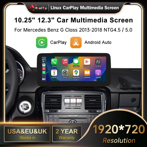 RoadTop pour Mercedes-Benz Classe G W463 2013-2018, Sans Fil Apple CarPlay, Android, Limitation existent, Affichage, Écran Linux