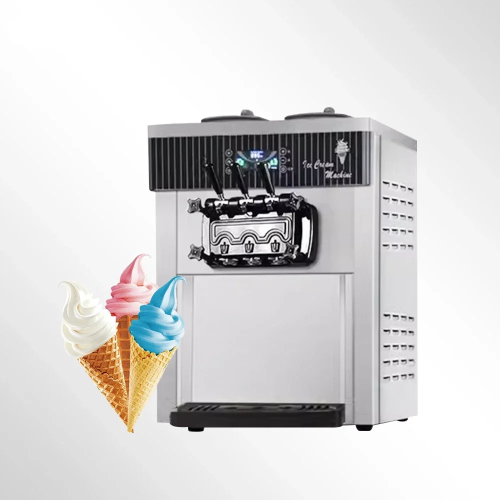 Hot Sale Commercial Stainless Steel 220V Frozen Yogurt Maker Automatic Three Flavor Ice Cream Machine Soft Serve Ice Cream Maker