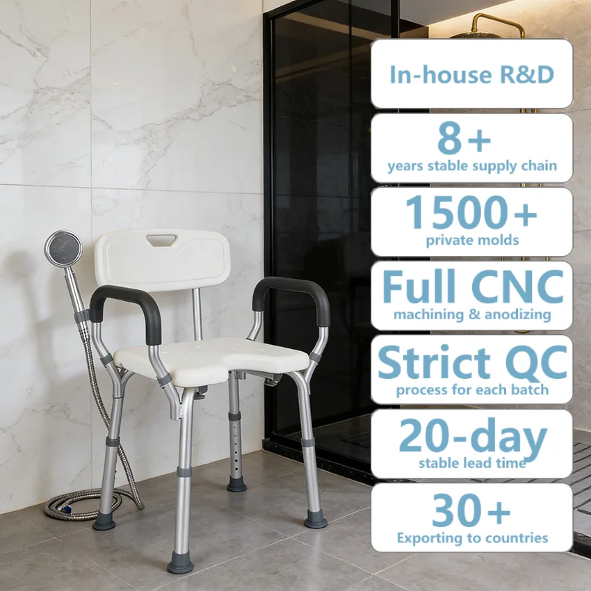 

Simplywalk Aluminum Alloy 200KG Bath Shower Chair with Arms Hospital Paraplegic MDR CE Certification Distributor Support