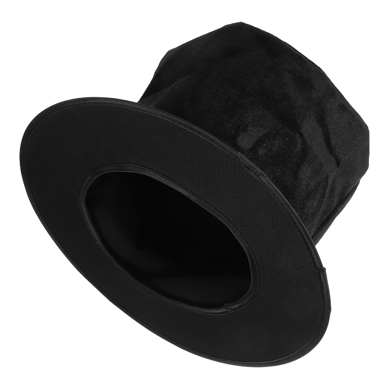 Chapeau haut de forme en laine noire, Vintage, classique, plat, à large bord, formel, unisexe, Costume de magicien d'artiste de Jazz, Fedora noir