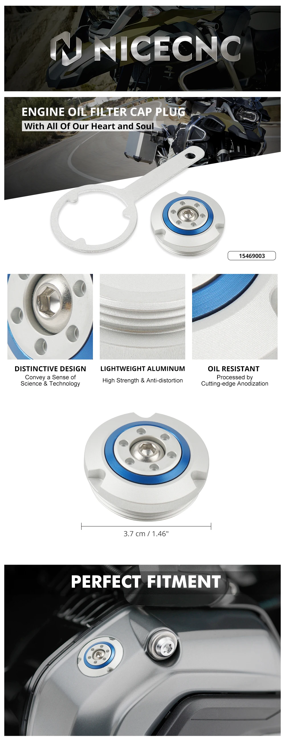 (EU-Lagerbestand) Für BMW R1250GS R1200GS/Adventure R NineT Motoröl-Einfülldeckel HP2 Enduro R1250RS R RT R1200RS R RT R1250GS ADV – Detail 1