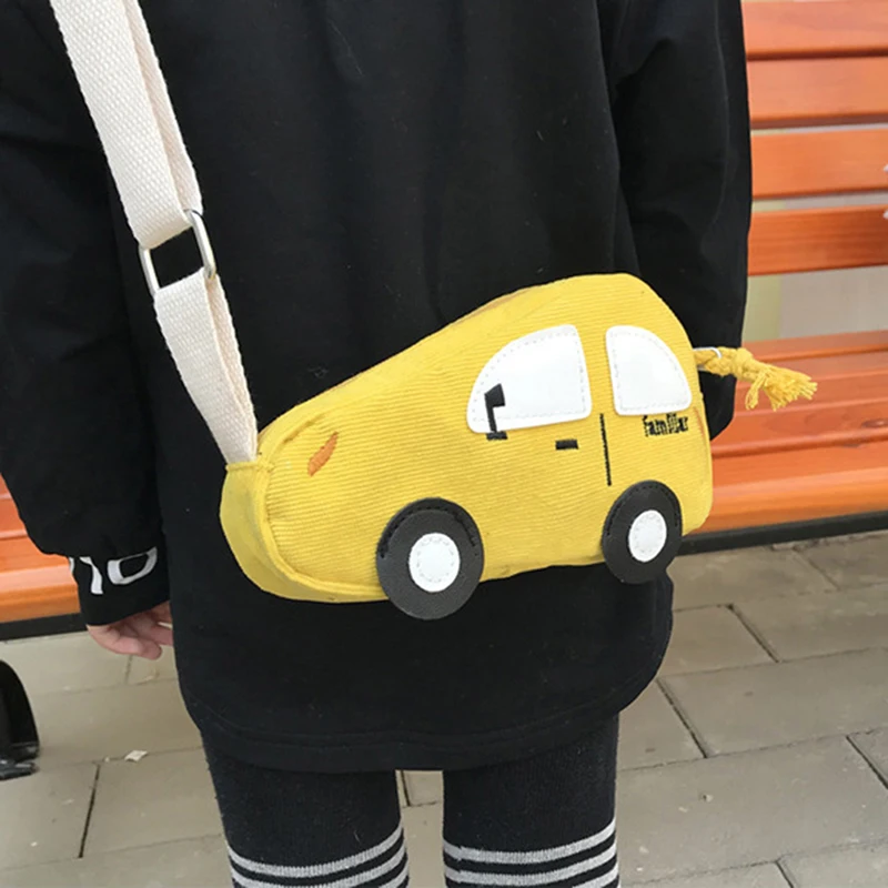 Cartoon Car Boys Mini Messenger Bags Cute Children Corduroy Zipper Purse Kids Girls Accessory Shoulder Bag Small Purse