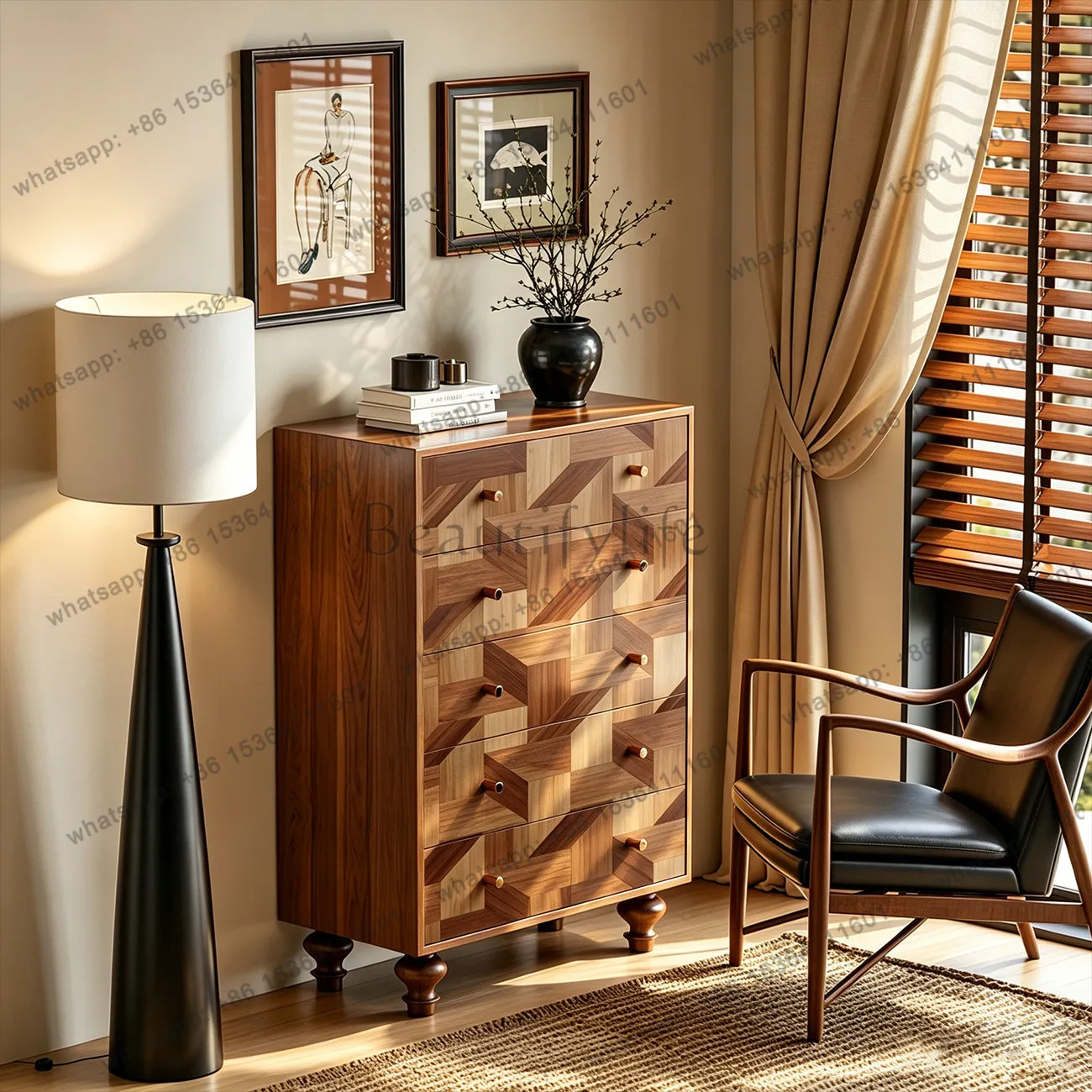 XX. Home Living Room Bedroom Solid Wood Entry Door Drawer Storage Locker