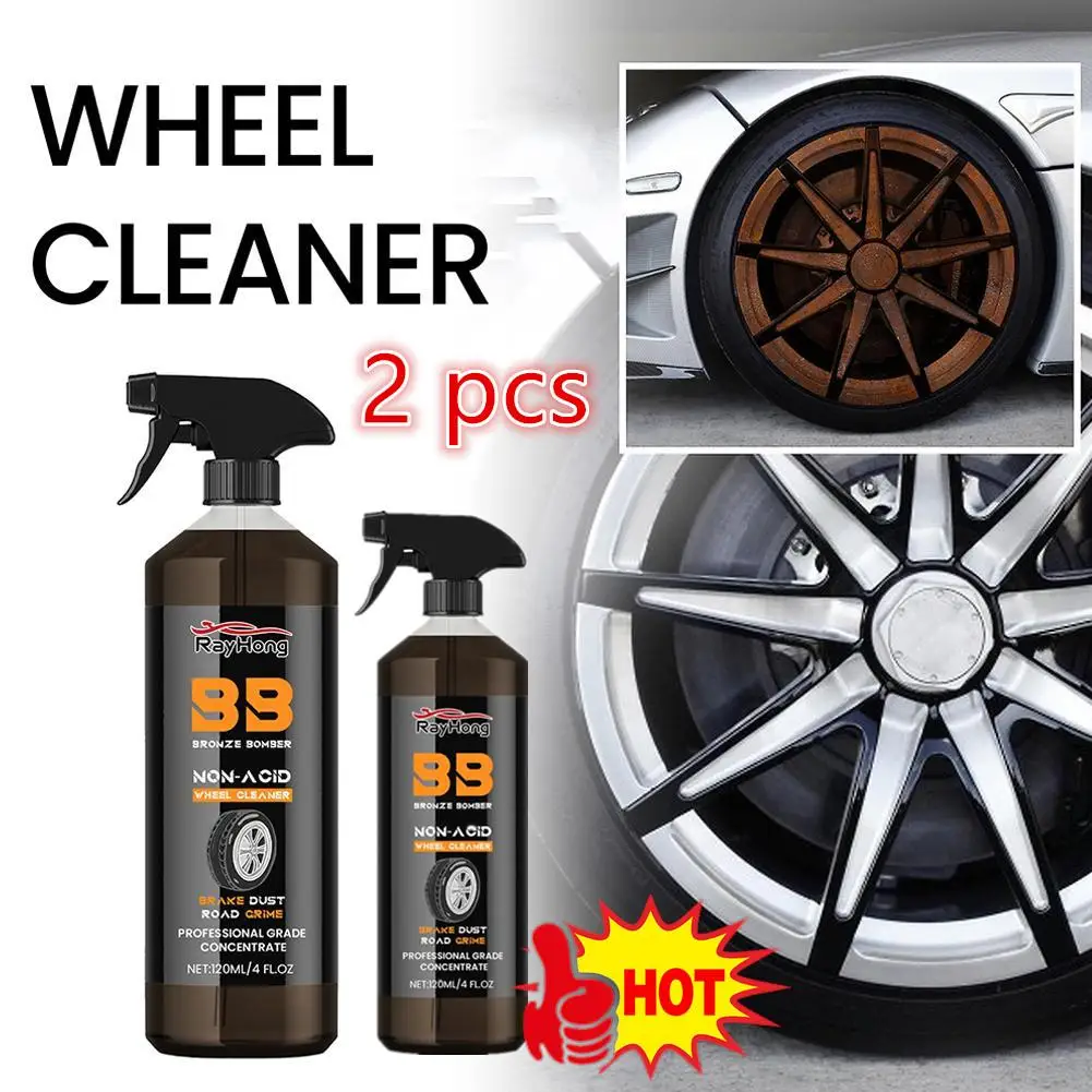 

2 Pcs Wheel And Tire Cleaner All Wheel Safe Multipurpose Car Wheel Cleaner Spray Rim Cleaner 120ml Dust Remover For Motorcycles