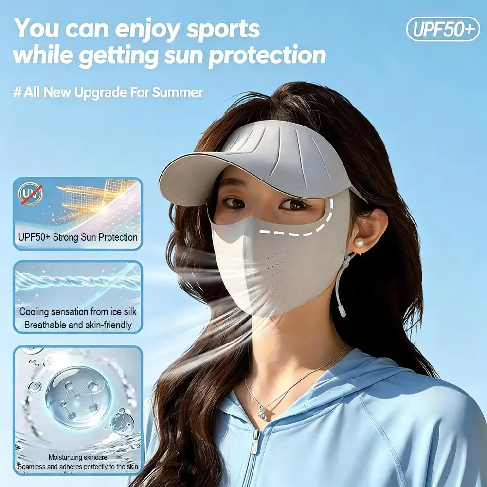 Sun Hat Face Cover Set Women Wide Brim Face Mask UV Protection Full Face Mask Outdoor Breathable Face Cover Travel Sun Guard