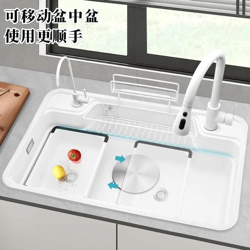 Kitchen large single slot 304 stainless steel sink multifunctional household washing