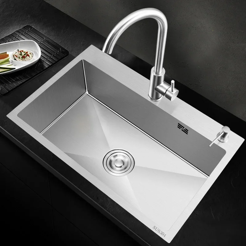 Durable 304 Stainless Steel Kitchen Sink, Thicker Panel Design, Quick Drainage Under Countertop, Under-table Basin