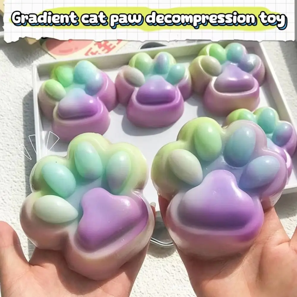 

Funny Rainbow Gradient Cat Paw Squeeze Ultra-large Slow Rebound Cartoon Fidget 3D Kneading Cat Paw Pinch Practical Jokes
