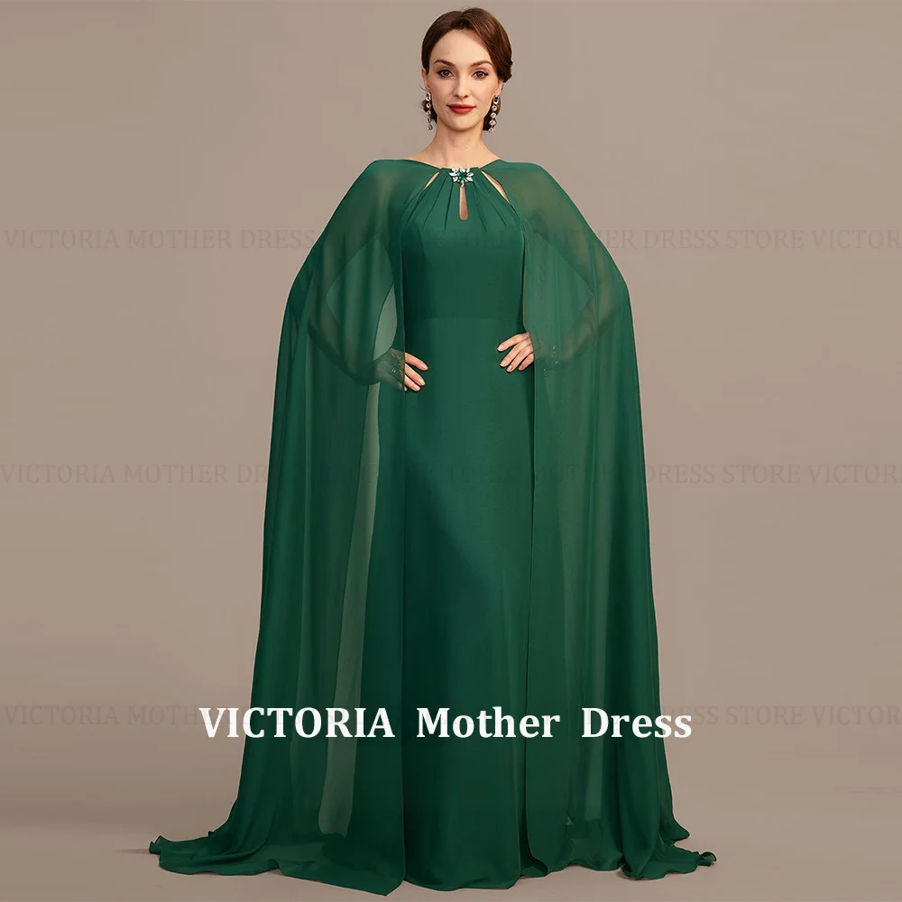 

VICTORIA Customized Fashion Mother of the Bride/Groom Dress Chiffon A-Line Crystals Pleated Green Long Wedding Guest Party Gowns