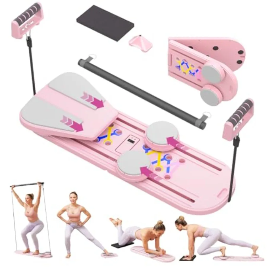 Foldable Portable Pilates Reformer Board for Home Gym and Studio Use Multi-Functional Core Strength Training Tool in Black with