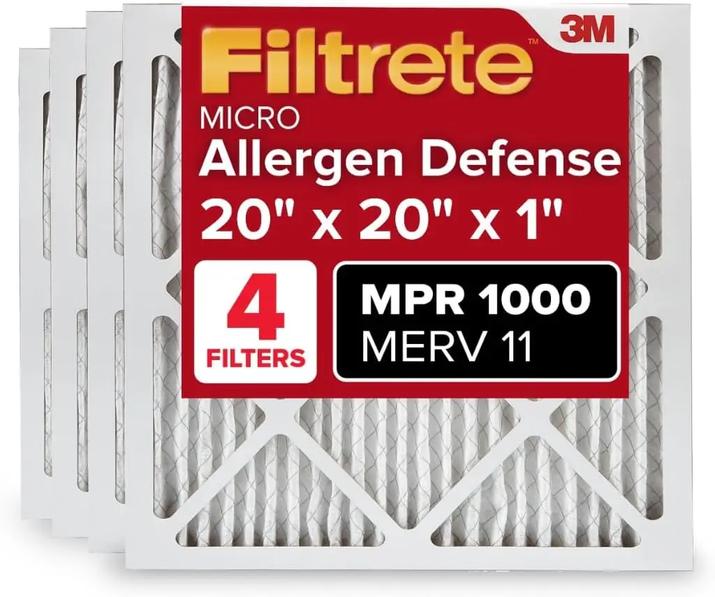 

Воздушный фильтр 20x20x1 MERV 11, MPR 1000, Micro Allergen Defense, 3-месячный, плиссированный, электростатический, 4 штуки в упаковке (19.69 x 19.69 x 0.81 дюйма)
