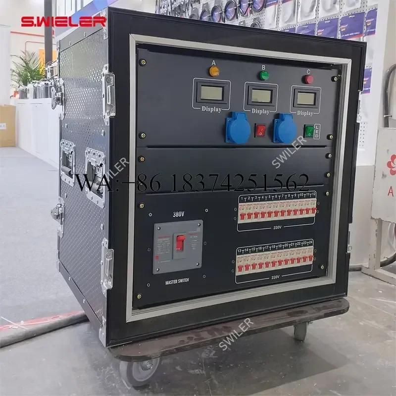 Wmwmnu for Power Distribution Box 3 phase with Wheel Stage Dj Light 16 32 200A Power Distributor 12 Way Distro 16 24 32 48
