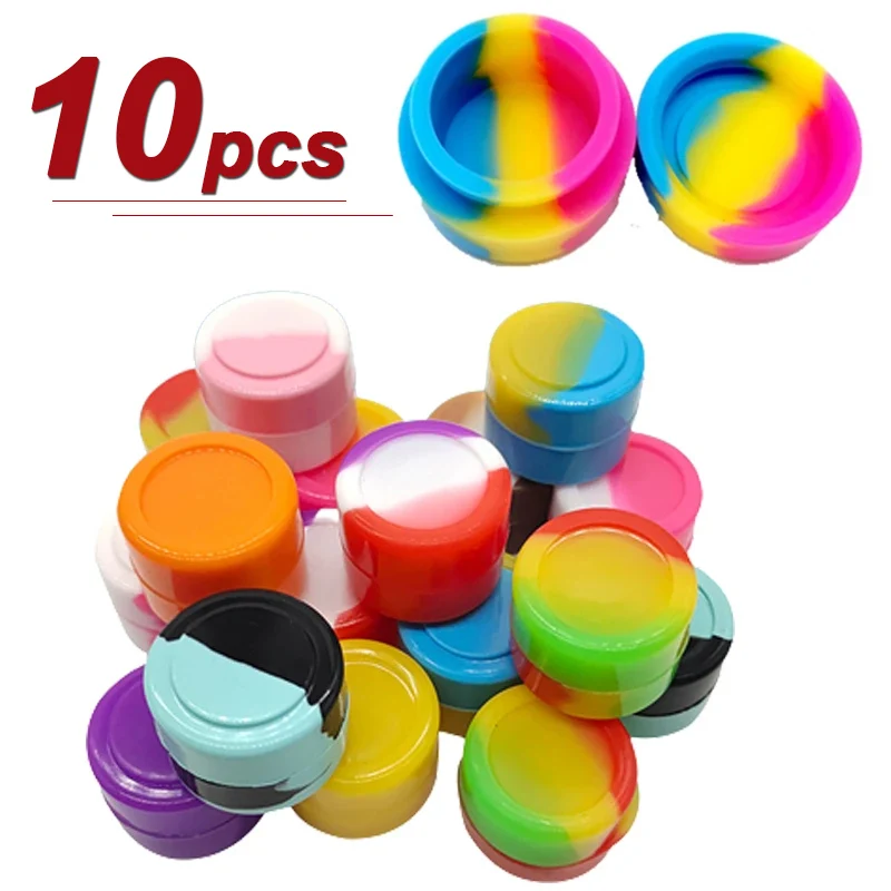 10Pcs 3ML Nonstick Silicone Container Non-stick Oil Wax Storage Box Silicone Jar Travel Face Cream Liquid Ointment Container