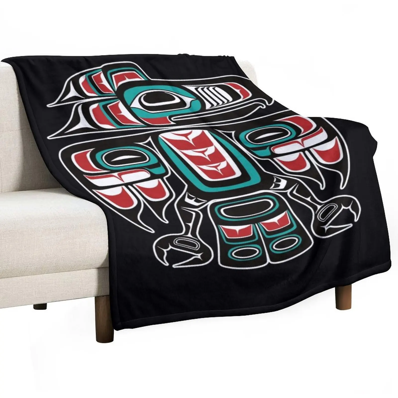Haida Tlingit Native Raven Totem \t Throw Blanket Decorative Sofa Camping Soft Plaid Luxury Designer halloween Single Blankets