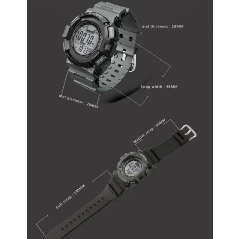 SUNROAD Watches for Men Outdoor Fishing Watch Fishing Point Records 3ATM Waterproof Barometer Altimeter Mens Watch Reloj Hombre