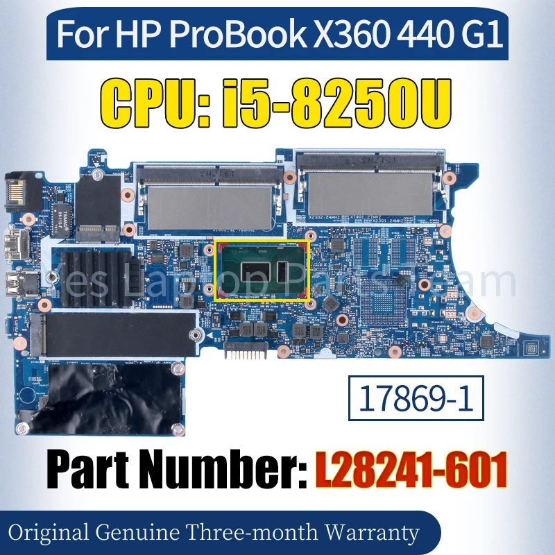 

17869-1 для HP ProBook X360 440 G1, материнская плата для ноутбука L28241-601 SR3LA i5-8250U, 100% протестированная материнская плата для ноутбука