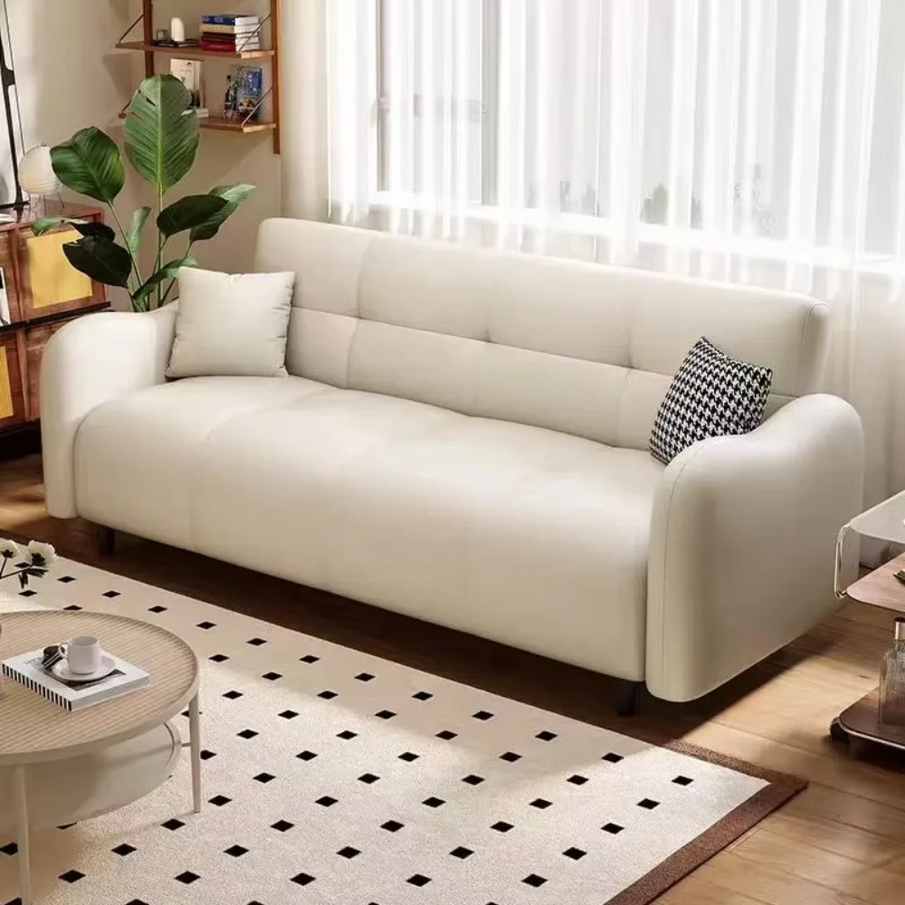 Cat‑Scratch‑Resistant Sofa Bed, Modern Minimalist Straight Folding Sofa with 3‑Position Backrest for Small Apartment Living Room