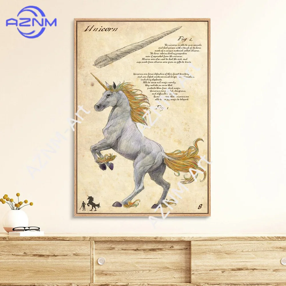 Dungeons And Dragons Vintage Game Canvas Posters And Prints Unicorn Mimic Monster Art Pictures On Giclee Decor Wall Painting