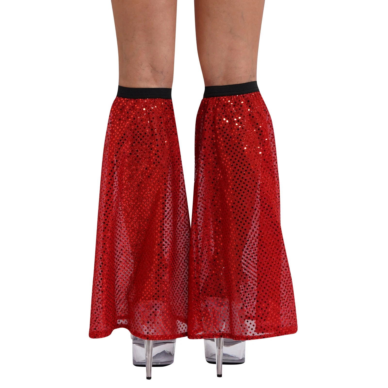 Sequin Leg Covers Women\'s Sweet Shiny Punk Harajuku Knee High Leg Socks Dance Party Rave Costume Leg Sleeve Gaiters Streetwear