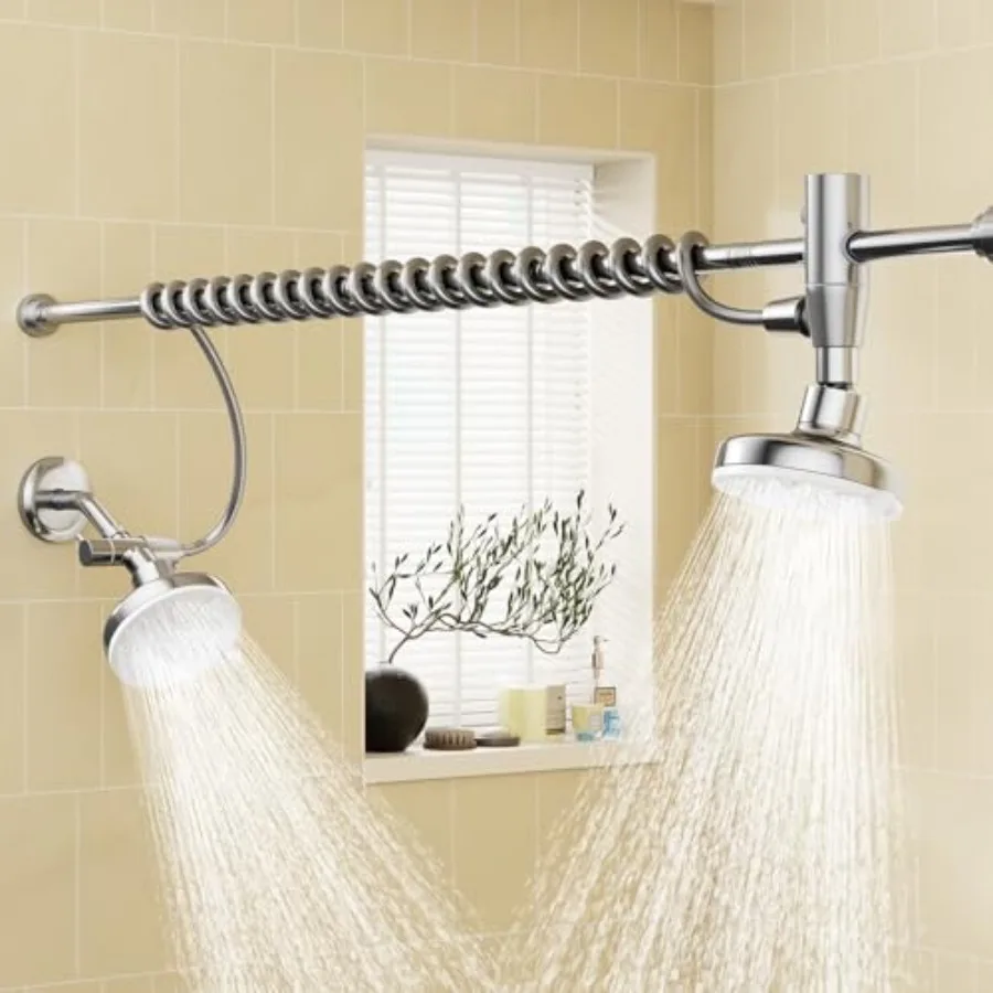 

Dual Shower Head with Original Adjustable Slider, High Pressure Double Shower Head for Two People Rod, 2 Showerhead System for