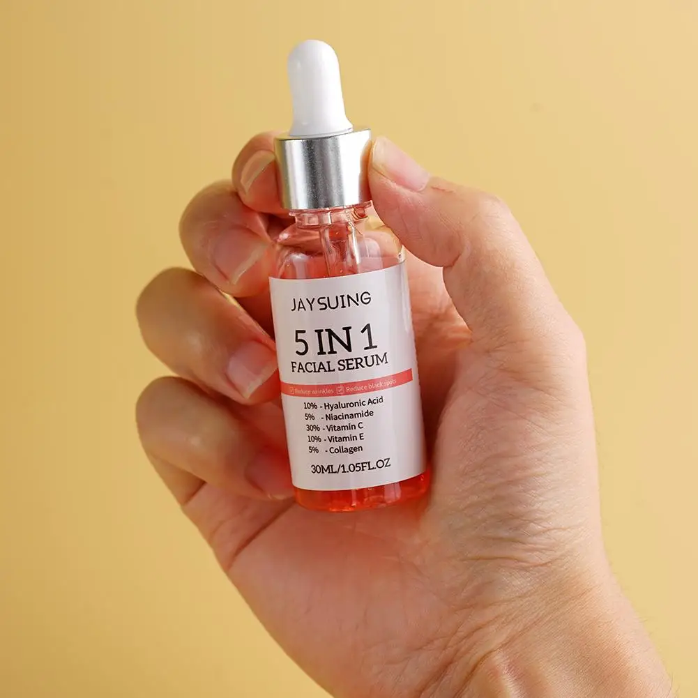 5-in-1 Vitamin C & Hyaluronic Acid Face Serum, Firming Facial Essence, Shrink Pores & Fade Fine Lines, Moisturizing Skin Care view 5