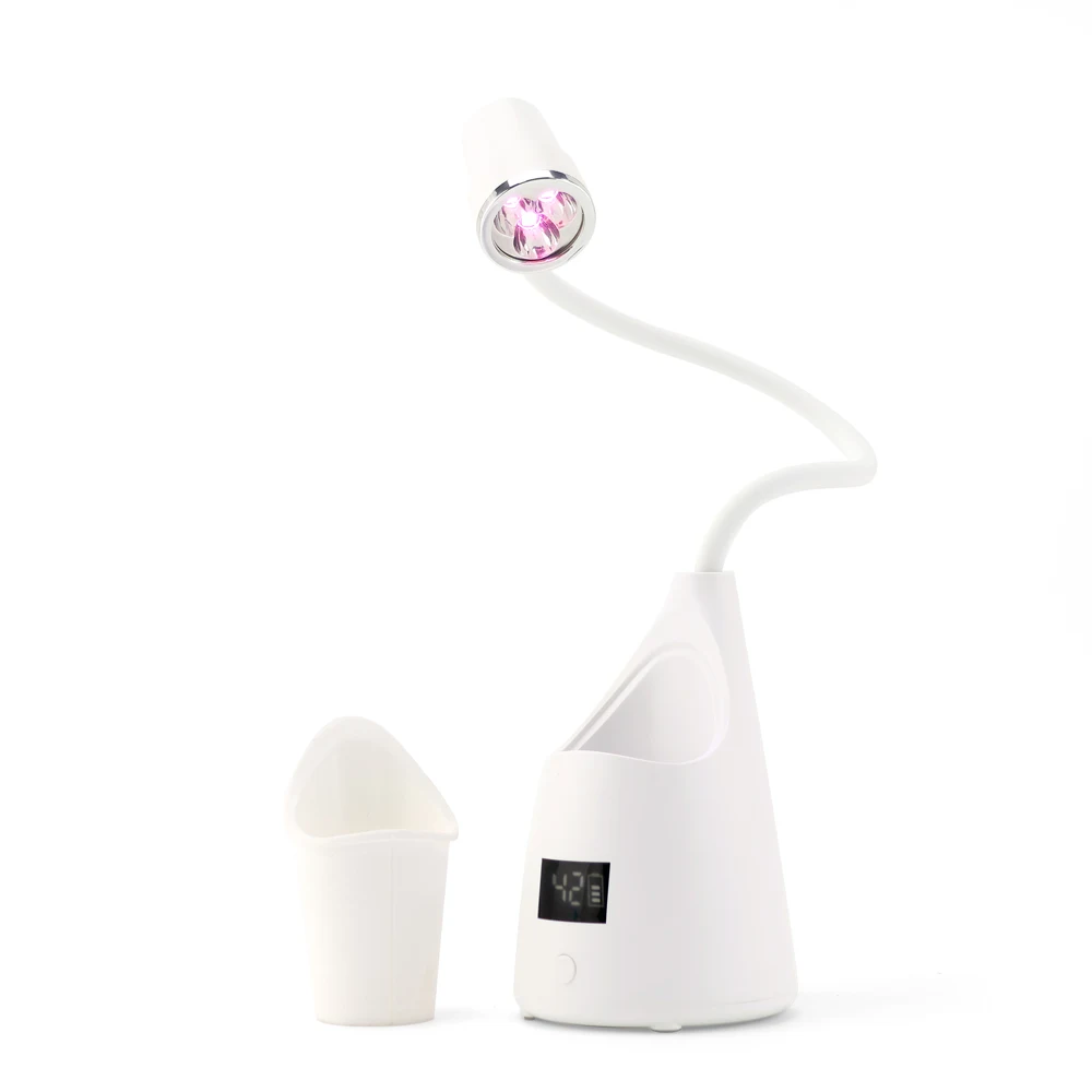 Cordless 18W Mini Nail Lamp UV LED Nail Dryer Red Light Focused Beams Curing Polish Gel with Storage Box for Easy Cleaning