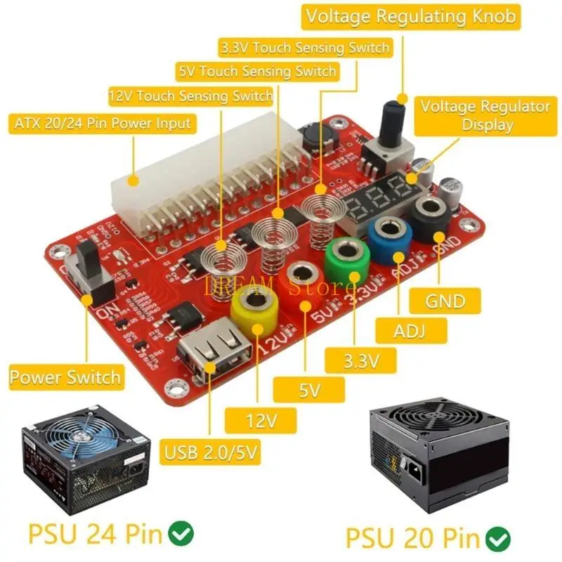 ATX 24P Power Supply Panel and Acrylic for Case Input Adapter Adjustable Reset for Best Sale