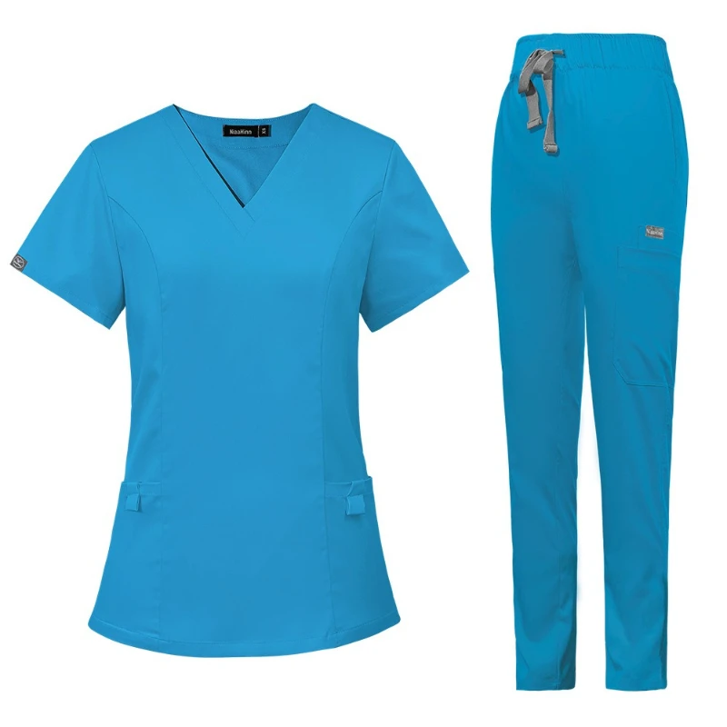 solid-color-medical-uniform-for-men-women-short-sleeve-top-long-pants-professional-work-suit-for-doctors-nurses-clinic-staff