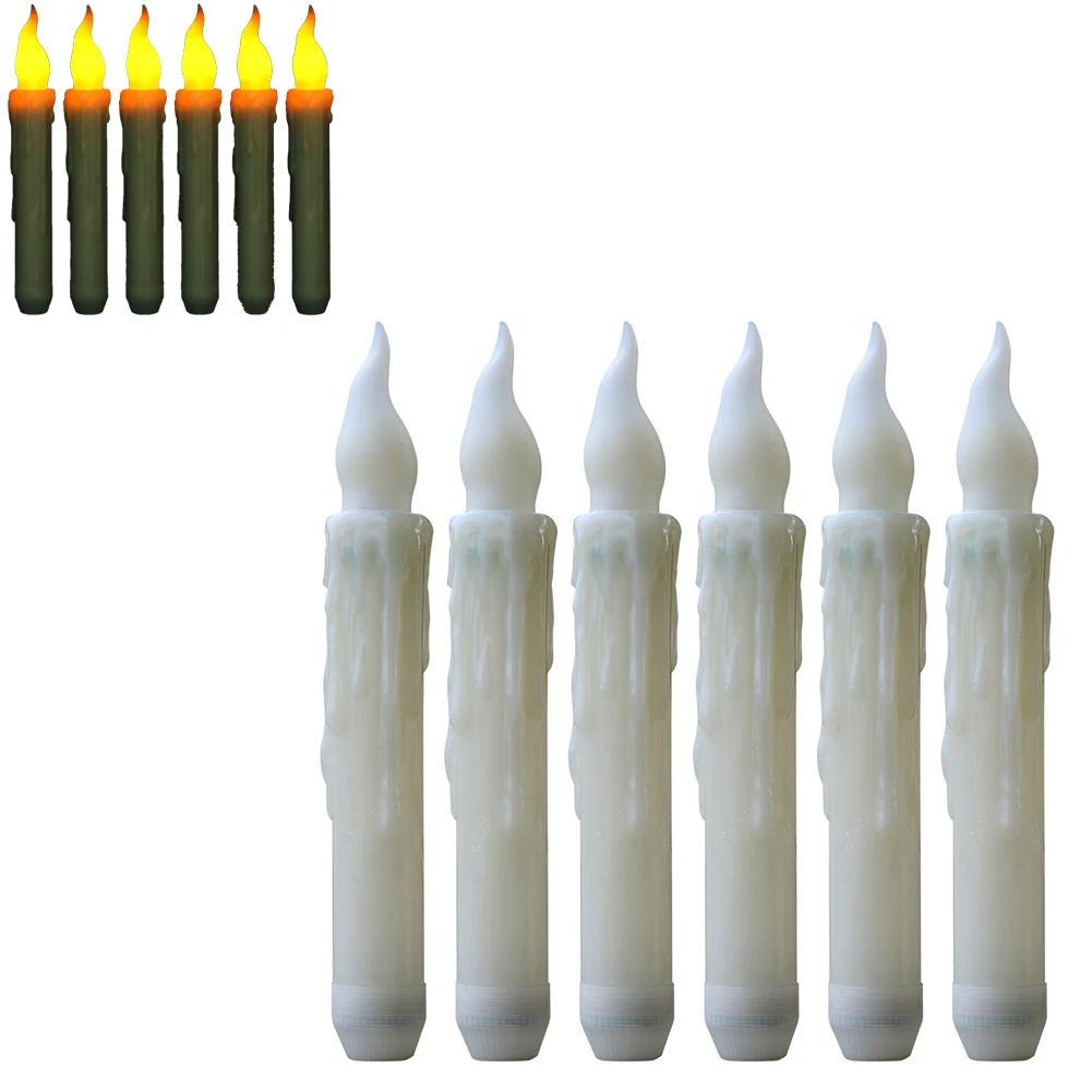 6Pcs Led Electric Candles Lamp With Remote Control 3D Led Battery Candles Light For Christmas Flameless Taper Candles Light