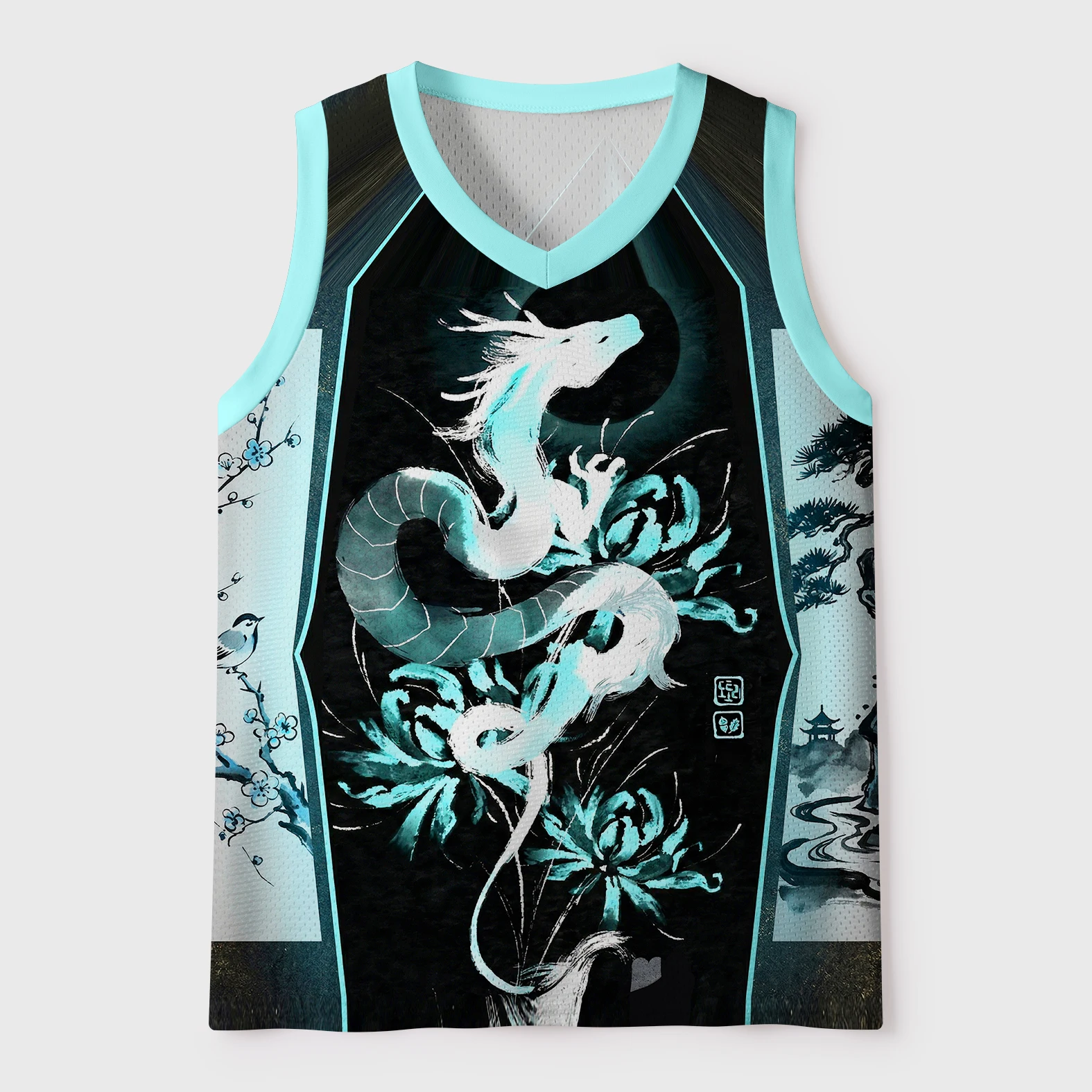 Dongfang Shenlong Aesthetic Mesh Breathable Sleeveless Shirt, 3D Printed Children's Unisex, Couple Parent Child Large T-shirt