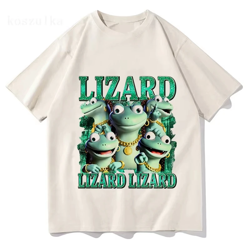 Funny Lizard Meme Graphic T-shirt Women Tees Casual Short Sleeve Cotton Tshirts Unisex Streetwear Cartoon Printing T Shirt Male
