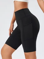 Women's Sports Shorts With Side Pockets Casual Shorts Leggings High Waist Tummy Control Running Leggings Compression Shorts - Image 5