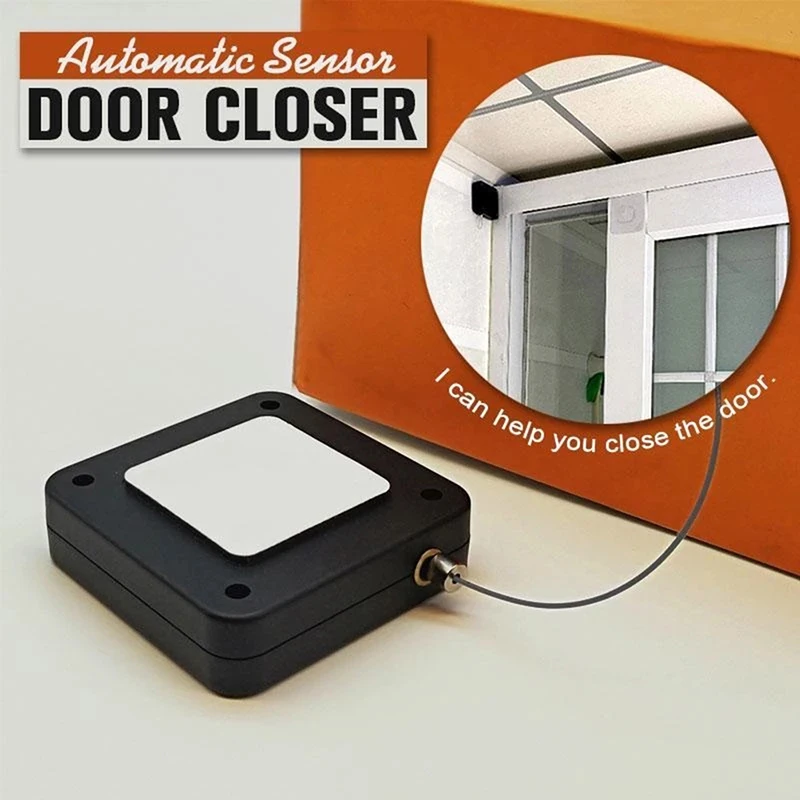 Punch-free Automatic Door Closer Nylon Rope Pulling Box Automatic Retraction Wire Rope Square Anti-theft Wire Box