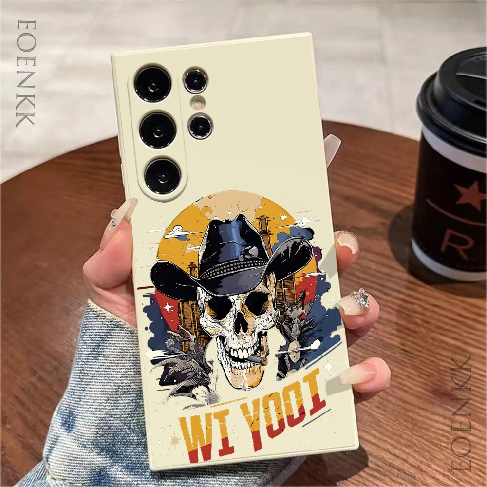 Nostalgic Cowboy Skull Phone Case For Samsung Galaxy Note 10 20 Lite S25 S24 S23 S22 S21 S20 Ultra FE Plus 5G Shockproof Cover